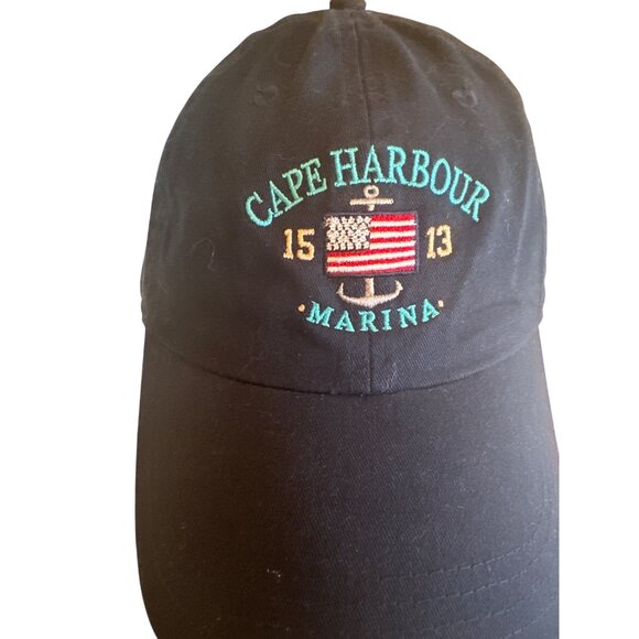 Cape Harbour Marina Navy Blue Cap 1513 Embroidered Anchor Adjustable Strap - Picture 2 of 5